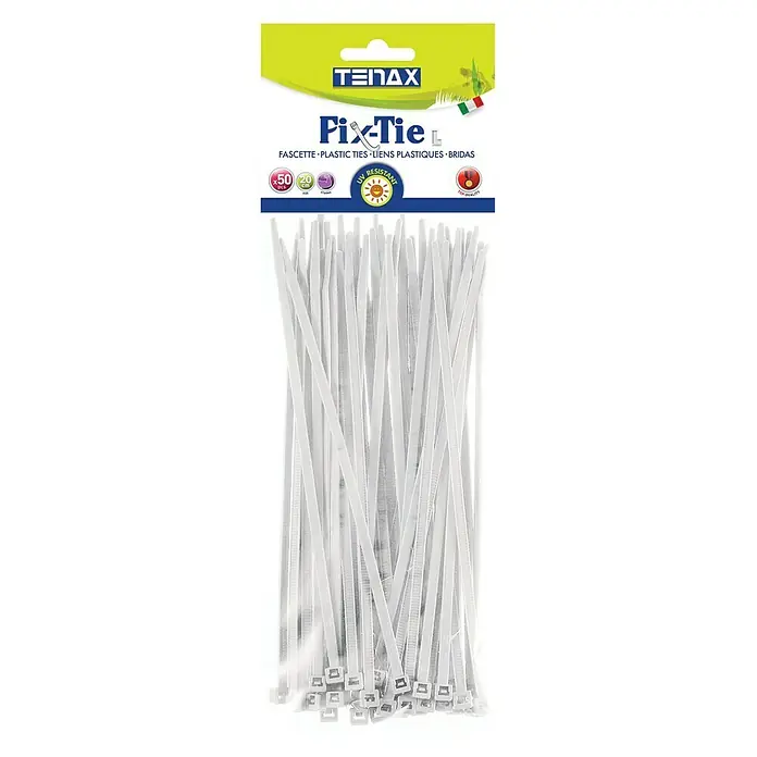 Set de bridas para cables - Largo: 20 cm, 50 uds., Blanco - Vista descendente