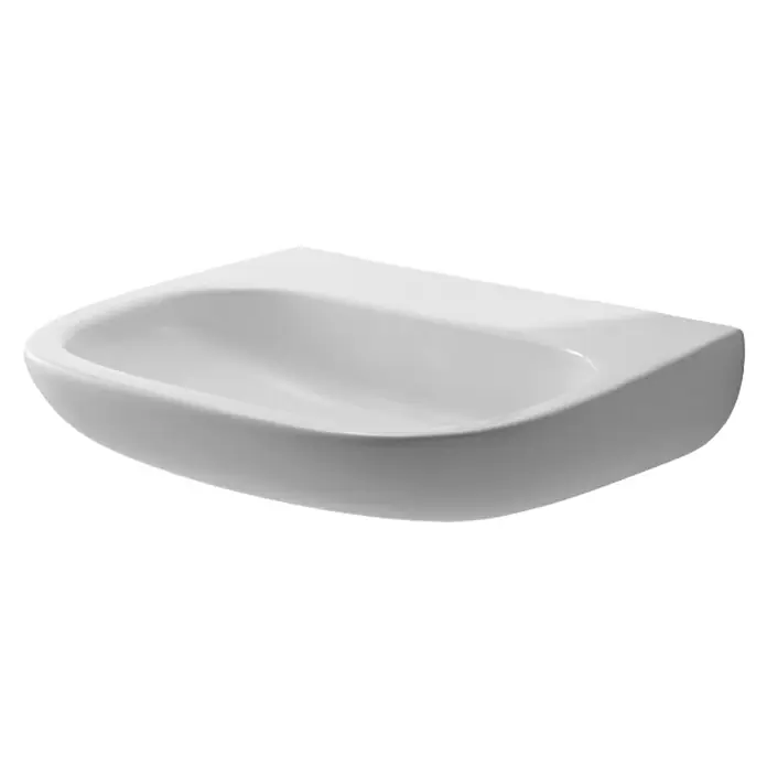 Duravit D-Code Waschtisch Med - 60 x 46 cm, Ohne Spezialglasur, Hahnloch: Ohne, Ohne Überlauf, Weiß - Diagonale Ansicht