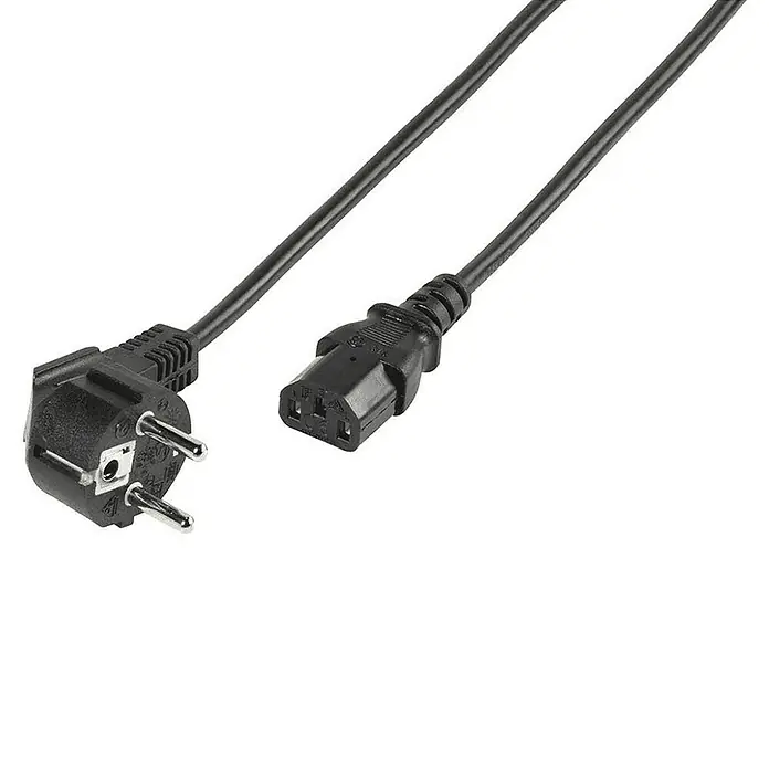 Vivanco Cable de corriente SCHUKO A IEC - Longitud del cable: 1,8 m, Negro - Primer plano