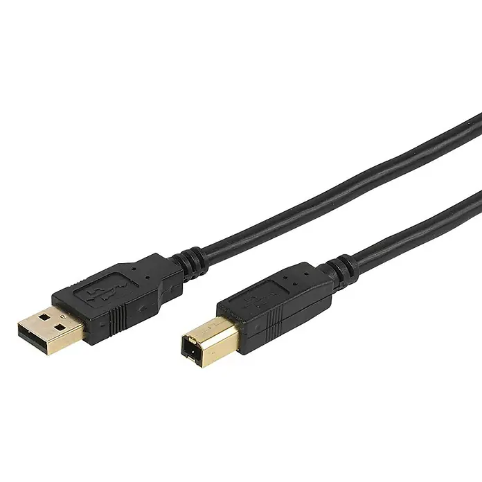 Vivanco Cable USB 2.0 - 1,8 m, Clavija USB A, clavija USB B, Negro - Primer plano