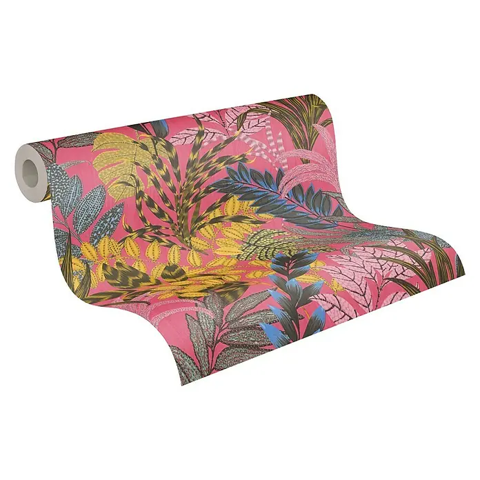 AS Creation Metropolitan Stories II Vliestapete Blätter - Rosa, Floral, 10,05 x 0,53 m - Diagonale Ansicht