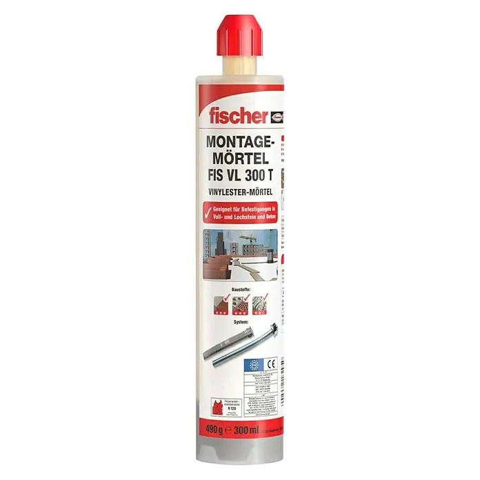 Fischer Montagemörtel 300 T - 300 ml, Hellgrau - Vorderansicht