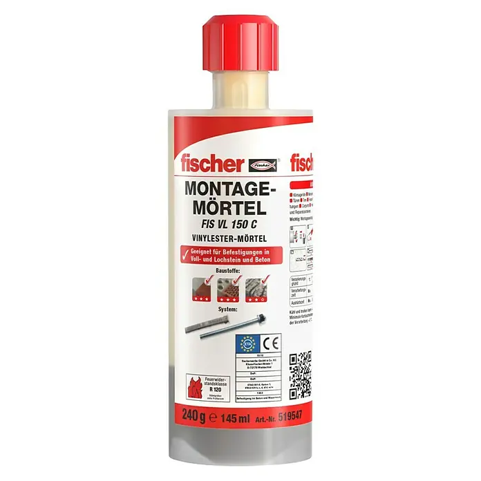 Fischer Montagemörtel 150 C - 145 ml, Hellgrau - Vorderansicht