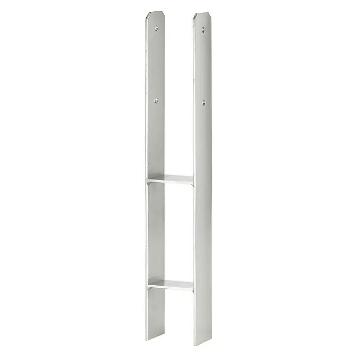 H-Pfostenanker - L x B x H: 91 x 60 x 600 mm, Edelstahl - Diagonale Ansicht
