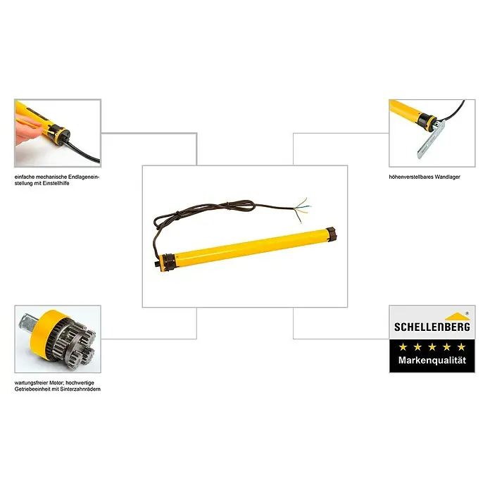 Schellenberg Rohrmotor Rollopower Action Mini 3 - Max. Rollladenfläche: 2 m² bei Kunststoffrollläden, Einbaulänge: 500 mm, Zugkraft: 8 kg