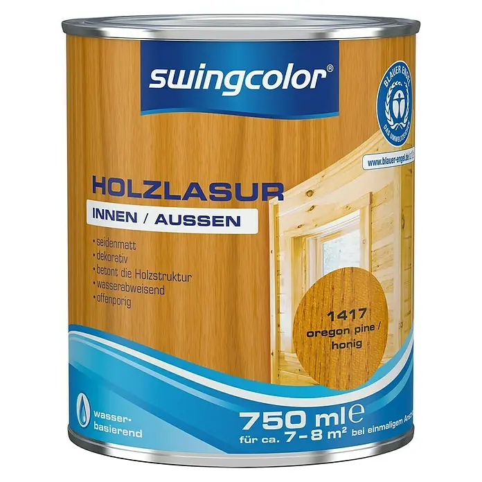 swingcolor Holzlasur - Oregon Pine/Honig, 750 ml, Seidenmatt - Vorderansicht