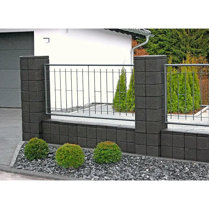 Gartenmauer Ambienta - 40 x 20 x 20 cm, Anthrazit, Beton - Stimmungsaufnahme