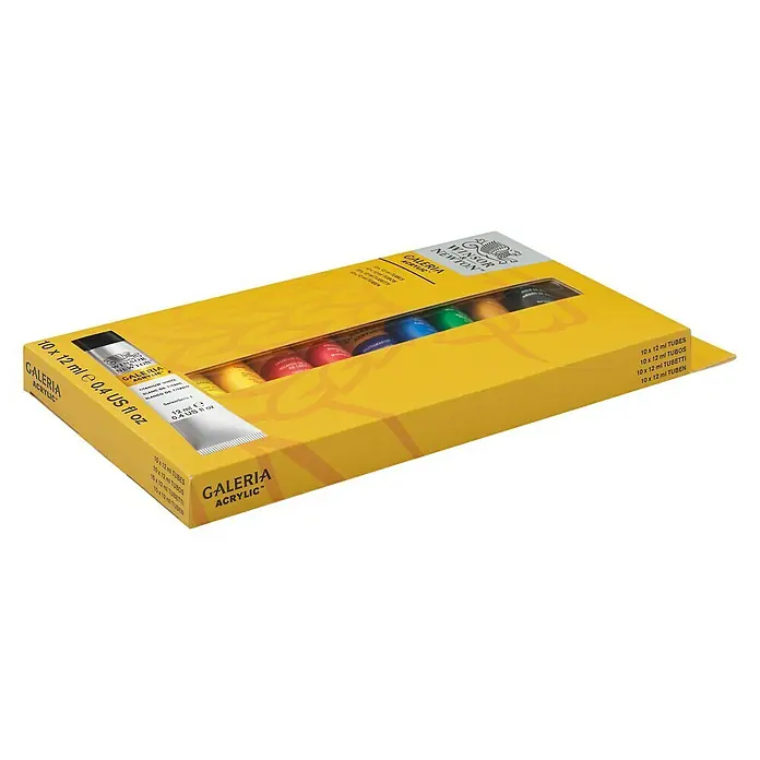 Winsor & Newton Galeria Acrylfarben-Set - 10 Stk. x 12 ml, Tube - Diagonale Ansicht