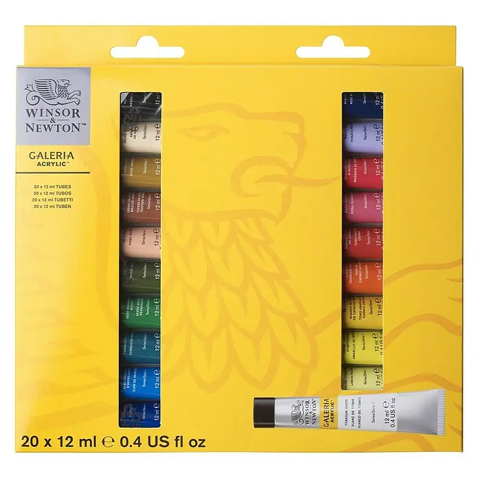 Winsor & Newton Galeria Acrylfarben-Set - 20 Stk. x 12 ml, Tube - Vorderansicht