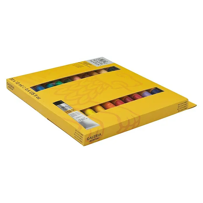 Winsor & Newton Galeria Acrylfarben-Set - 20 Stk. x 12 ml, Tube - Diagonale Ansicht