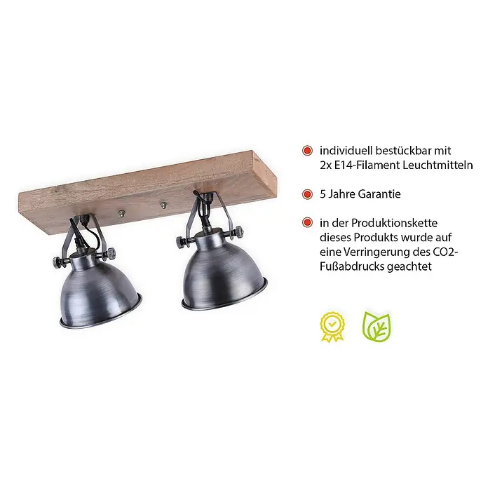 LeuchtenDirekt Samia Deckenstrahler - 80 W, L x B x H: 44 x 22 x 22 cm, E14