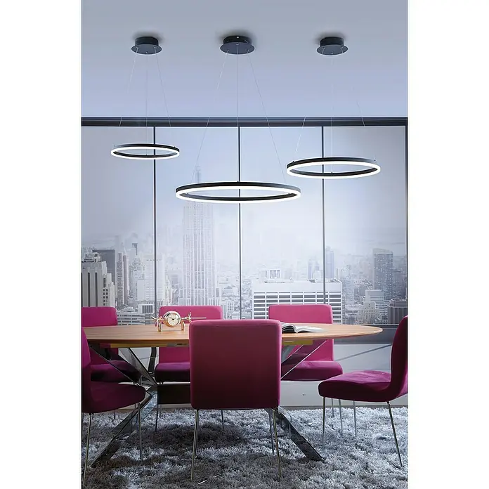 Paul Neuhaus LED-Pendelleuchte rund Titus - 29 W, Silber, Warmweiß - Stimmungsaufnahme