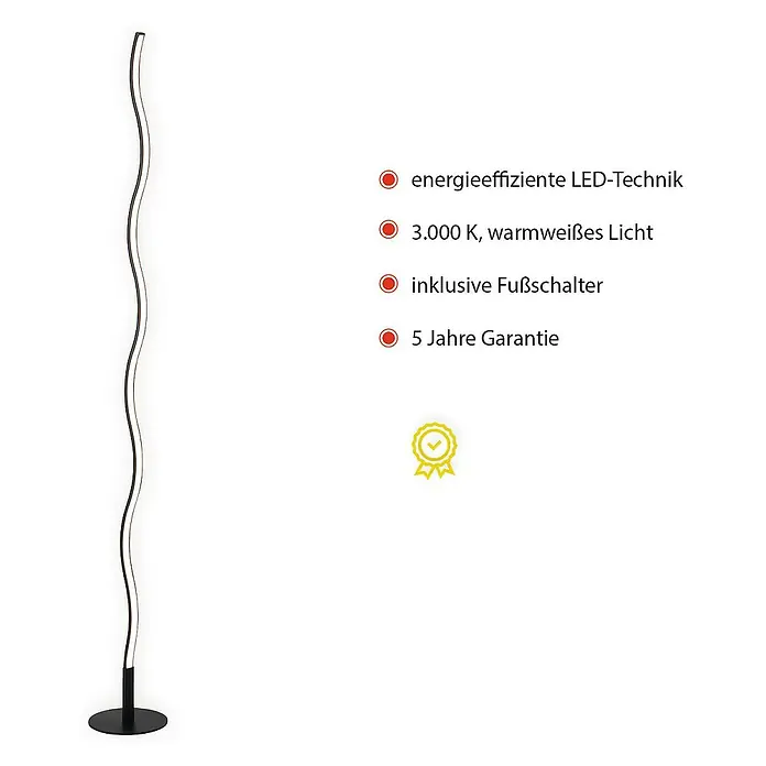 Paul Neuhaus LED-Stehleuchte Wave - 29 W, Höhe: 120 cm, Gold, Warmweiß - Informationsansicht