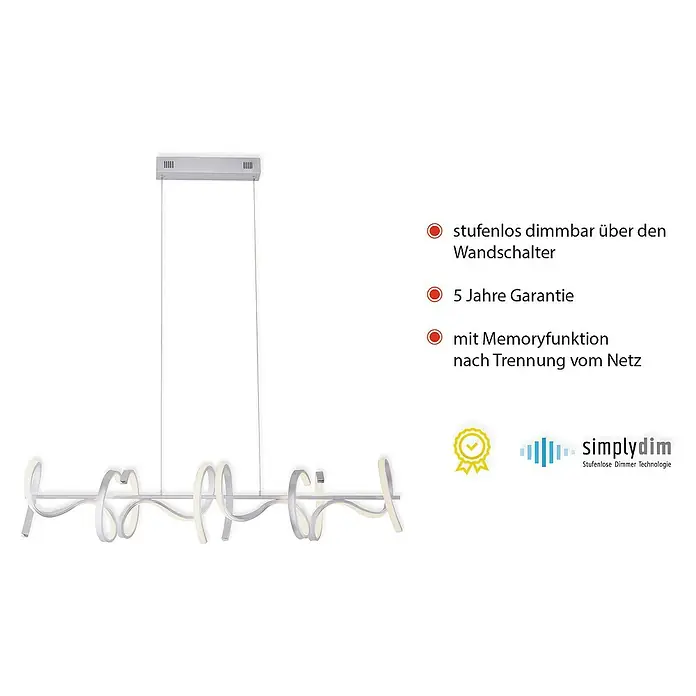 LeuchtenDirekt LED-Pendelleuchte - Höhe: 135 cm