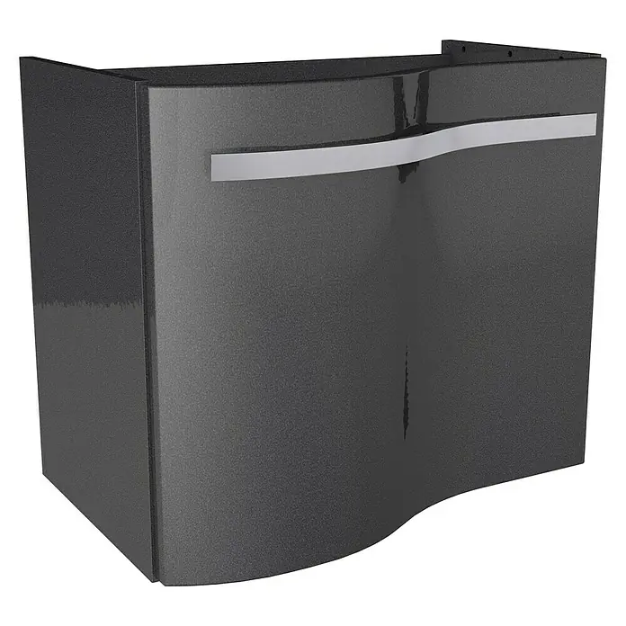 Camargue Wave Mini Waschtischunterschrank - 59 x 39,1 x 49,8 cm, Links, Grafit, Hochglanz - Diagonale Ansicht