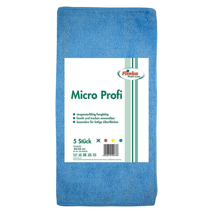 Flinka Profi-Line Mikrofasertuch - 5 Stk., 32 x 32 cm, Blau - Vorderansicht