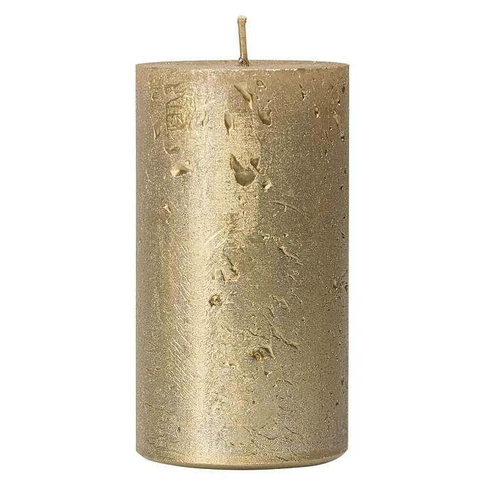 Stumpenkerze Nova Safe - Ø x H: 7 x 14 cm, Antikgold - Vorderansicht