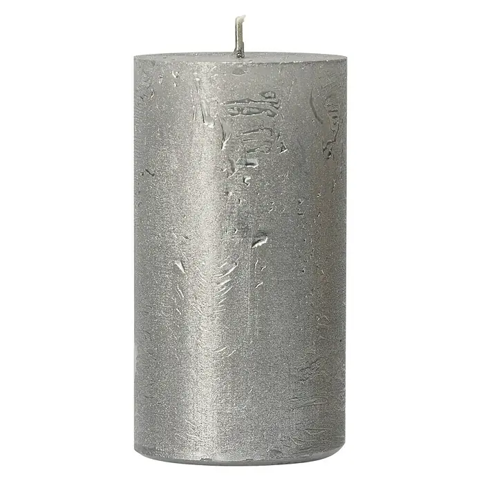 Stumpenkerze Nova Safe - Ø x H: 6 x 11 cm, Grau - Vorderansicht