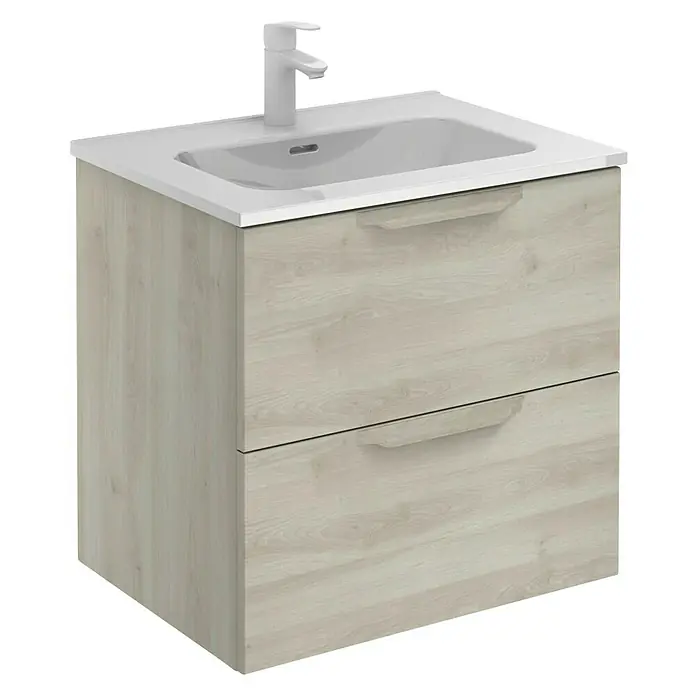 Riva Urban Einbauwaschbecken - 60,8 x 46 cm, Keramik, Weiß - Diagonale Ansicht