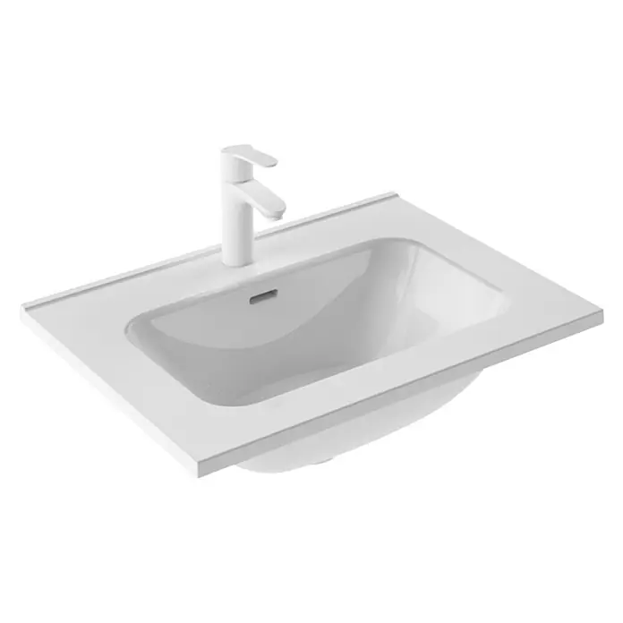 Riva Urban Einbauwaschbecken - 60,8 x 46 cm, Keramik, Weiß - Diagonale Ansicht