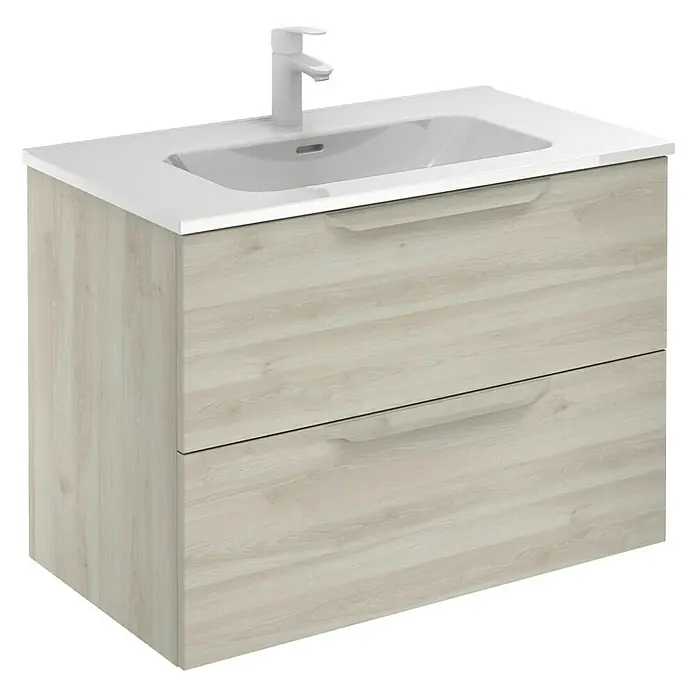Riva Urban Einbauwaschbecken - 80,2 x 46 cm, Keramik, Weiß - Diagonale Ansicht