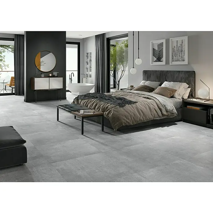Feinsteinzeugfliese One Grey - 74,5 x 74,5 cm, Grau, Matt - Stimmungsaufnahme