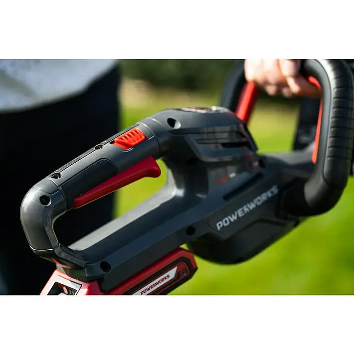 Powerworks Dual Voltage Akumulatorske škare za živicu - 24 V, Litij-ionska, Bez akumulatora, Duljina reza: 54 cm - Detaljan prikaz