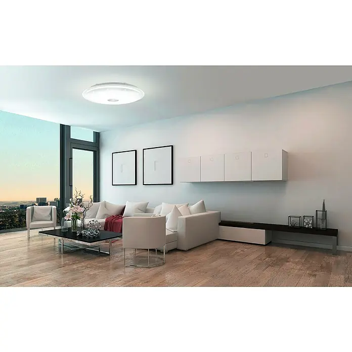Tween Light LED mennyezeti lámpa Stella - 80 W, Fehér, ezüst, átlátszó, Meleg fehér - Hangulatos felvétel