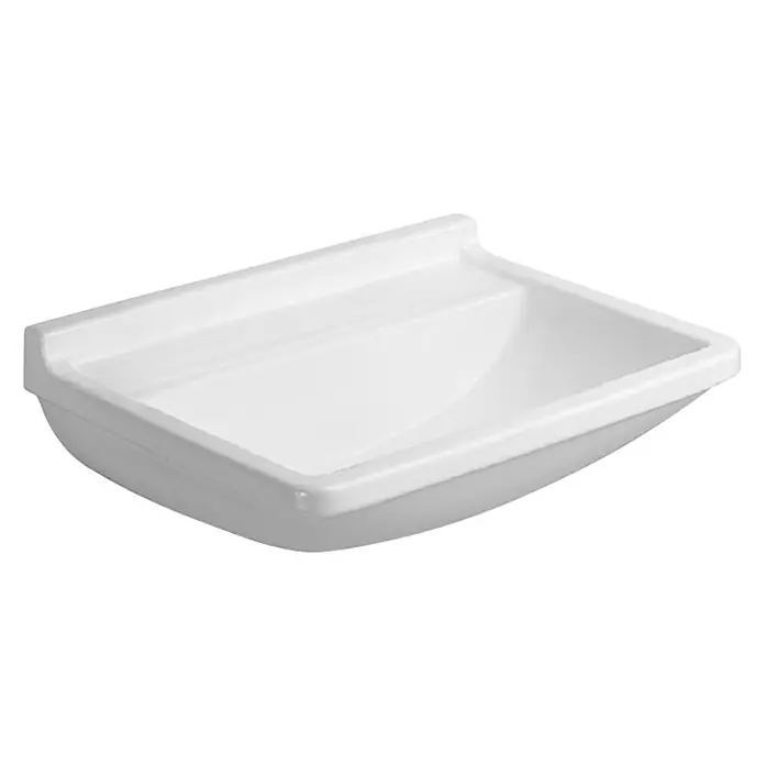 Duravit Starck 3 Waschbecken Med - 60 x 45 cm, Ohne Spezialglasur, Hahnloch: Ohne, Ohne Überlauf, Weiß - Diagonale Ansicht