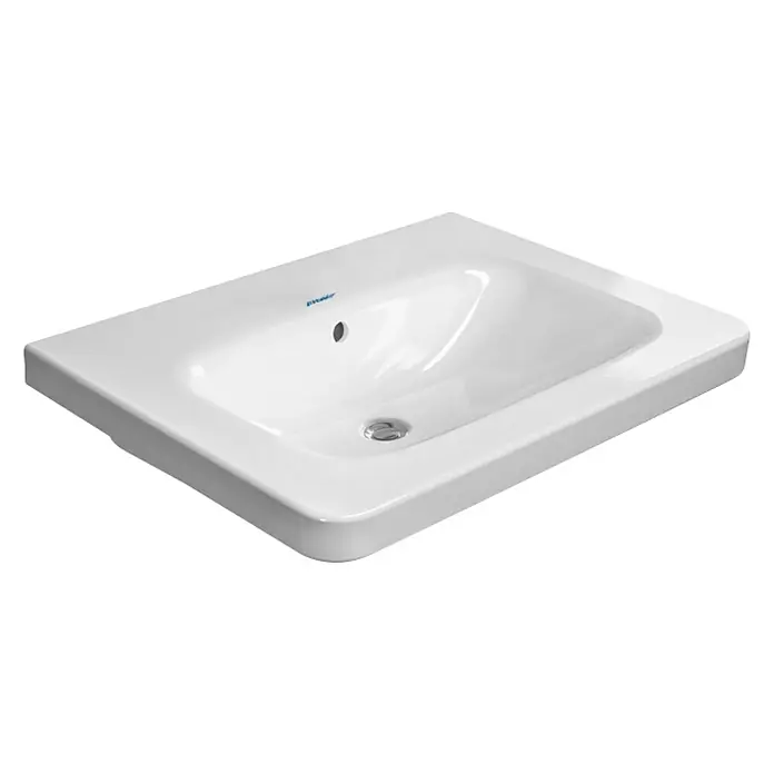 Duravit DuraStyle Waschtisch Typ 1 - 65 x 48 cm, Ohne Spezialglasur, Hahnloch: Ohne, Mit Überlauf, Weiß - Diagonale Ansicht