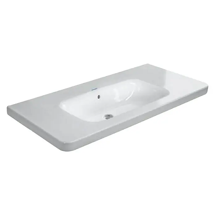 Duravit DuraStyle Waschtisch Typ 1 - 100 x 48 cm, Mit schmutzabweisender Glasur, Hahnloch: Ohne, Mit Überlauf, Weiß - Diagonale Ansicht