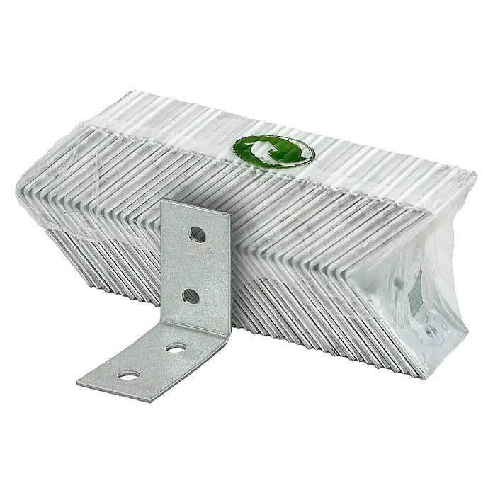 Conector en ángulo - L x An x Al: 40 x 40 x 20 mm, Espesor: 2 mm, 40 ud., Galvanizado Sendzimir - Vista angular