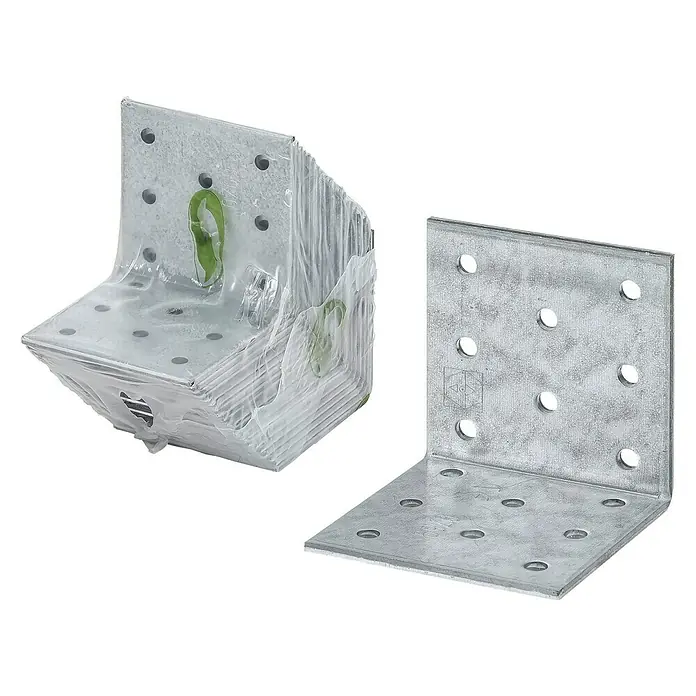 Escuadra con placa perforada - 80 x 80 x 80 mm, 20 ud. - Vista angular