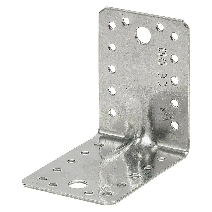 Stabilit Schwerlast-Winkelverbinder - L x B x H: 90 x 90 x 65 mm, Edelstahl - Diagonale Ansicht