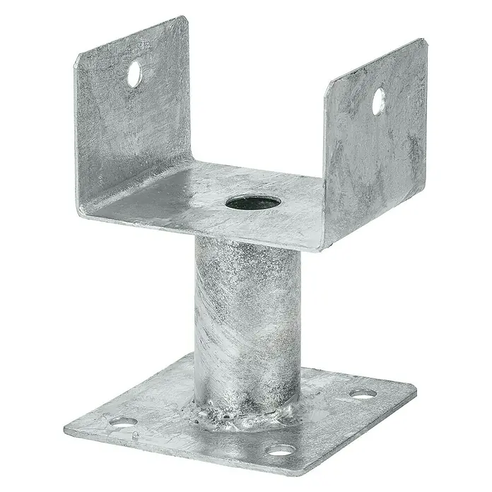 Aufschraub-Stützenschuh - L x B x H: 120 x 100 x 80 mm, Feuerverzinkt - Diagonale Ansicht