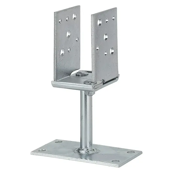 Verstellbarer Stützenschuh - L x B x H: 140 x 150 x 215 mm, Verzinkt, 1 Stk. - Diagonale Ansicht