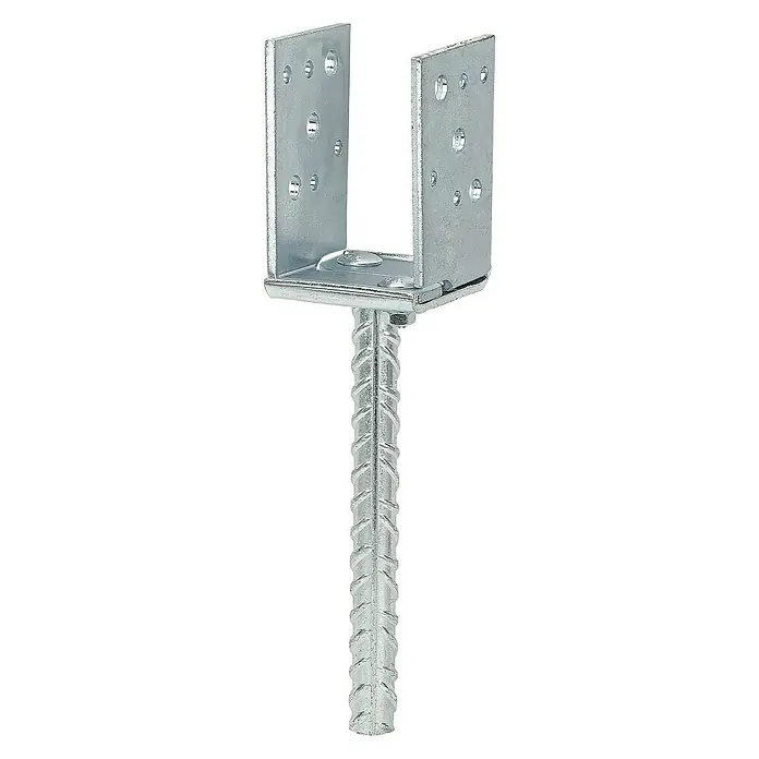 Verstellbarer Stützenschuh - L x B x H: 140 x 70 x 315 mm, Verzinkt - Diagonale Ansicht