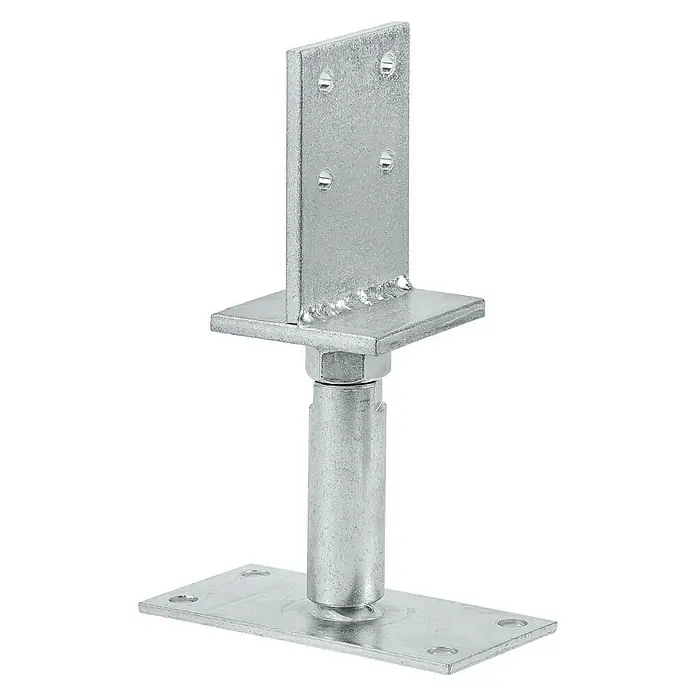 Verstellbarer Stützenschuh - L x B x H: 150 x 80 x 70 mm, Verzinkt - Diagonale Ansicht