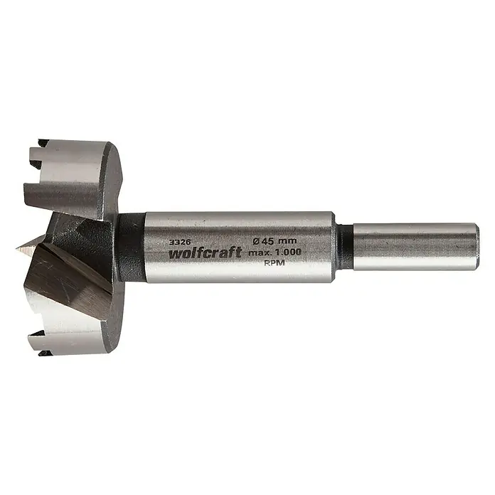 Wolfcraft Forstnerbohrer - Durchmesser: 45 mm, Länge: 90 mm - Vorderansicht