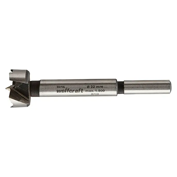 Wolfcraft Forstnerbohrer - Durchmesser: 22 mm, Länge: 90 mm - Vorderansicht
