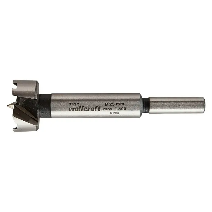 Wolfcraft Forstnerbohrer - Durchmesser: 25 mm, Länge: 90 mm - Vorderansicht
