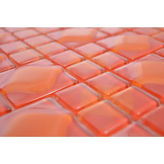 Mozaïektegel vierkant WAVY 25 - 30 x 30 cm, Rood, Glanzend - Close-up