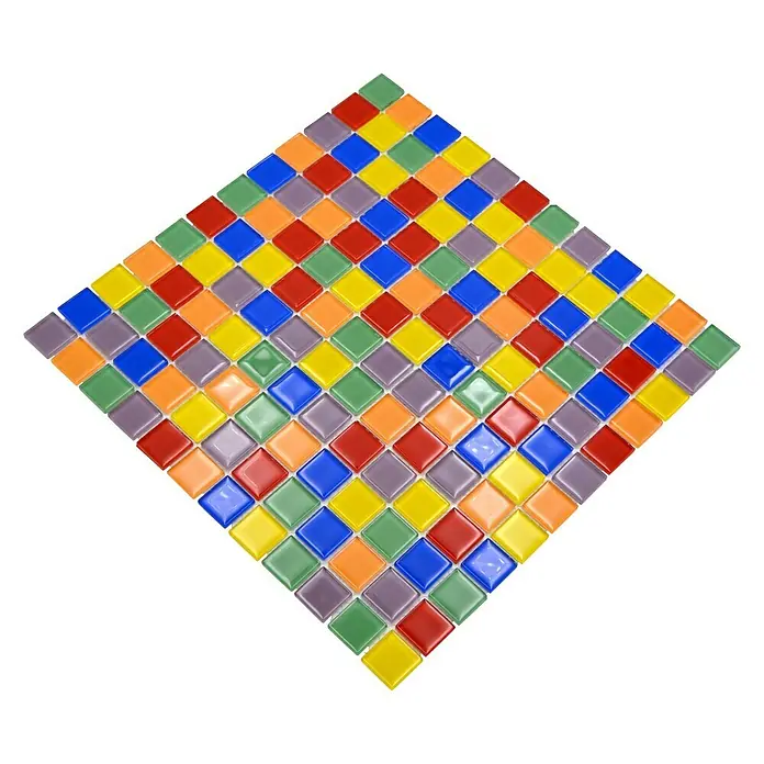 Mozaïektegel Vierkant Crystal CM 4SE10 - 30 x 30 cm, Meerkleurig, Glanzend - Diagonaal zicht