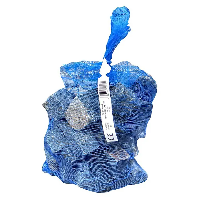 Basaltpflaster - Schwarz, Maße Stein: 4 - 6 cm, Basalt, 15 kg - Vorderansicht