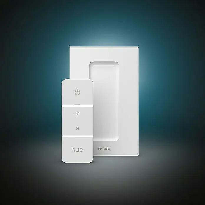 Philips Hue Dimmcontroller V2 - Weiß, Batterien: 1 Stk., L x B x H: 1,5 x 8 x 12,5 cm - Stimmungsaufnahme