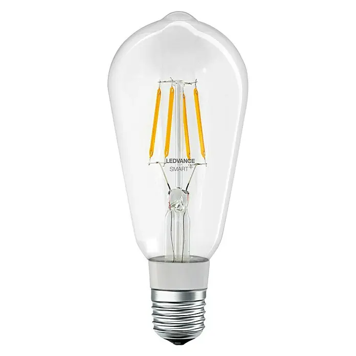 Ledvance Smart+ Bluetooth Ledlamp Edison 60 Filament - 5,5 W, E27, Transparant, Kaarsvorm - Vooraanzicht