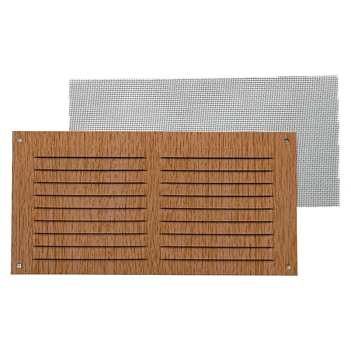 Rejilla de ventilación con mosquitera - 20 x 10 cm, Haya, Espesor: 0,8 mm - Vista frontal