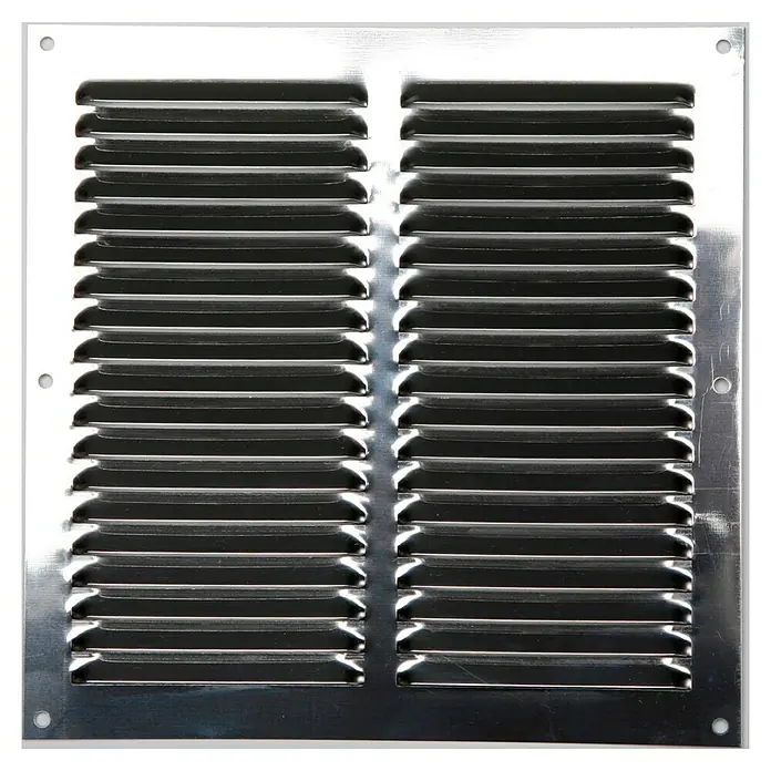 Rejilla de ventilación con mosquitera - 20 x 20 cm, Acero inoxidable, Espesor: 0,5 mm - Vista frontal