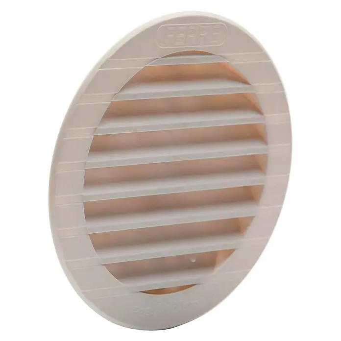 Rejilla de ventilación empotrable a tubo - 150 mm, Beige, Acrilo Styrol Butadieno (ABS) - Vista angular