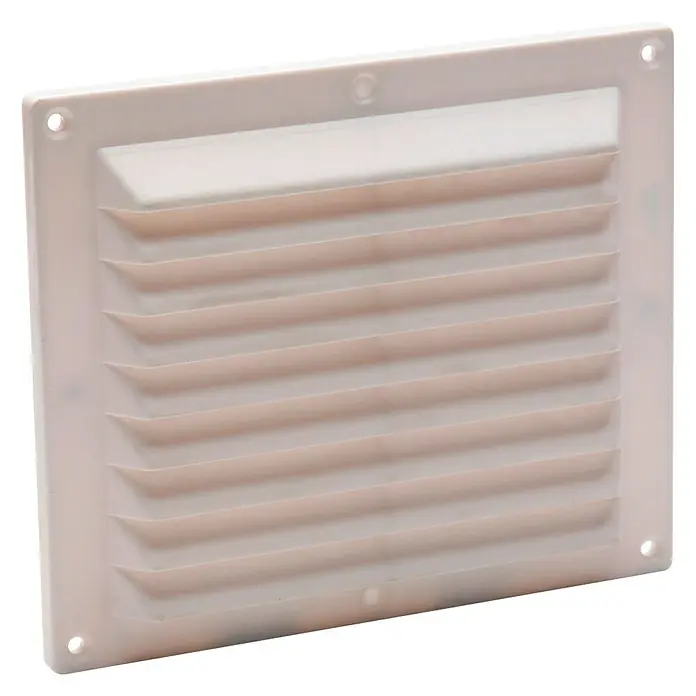 Rejilla de ventilación antilluvia - 17,5 x 14,6 cm, Blanco, Acrilo Styrol Butadieno (ABS) - Vista angular
